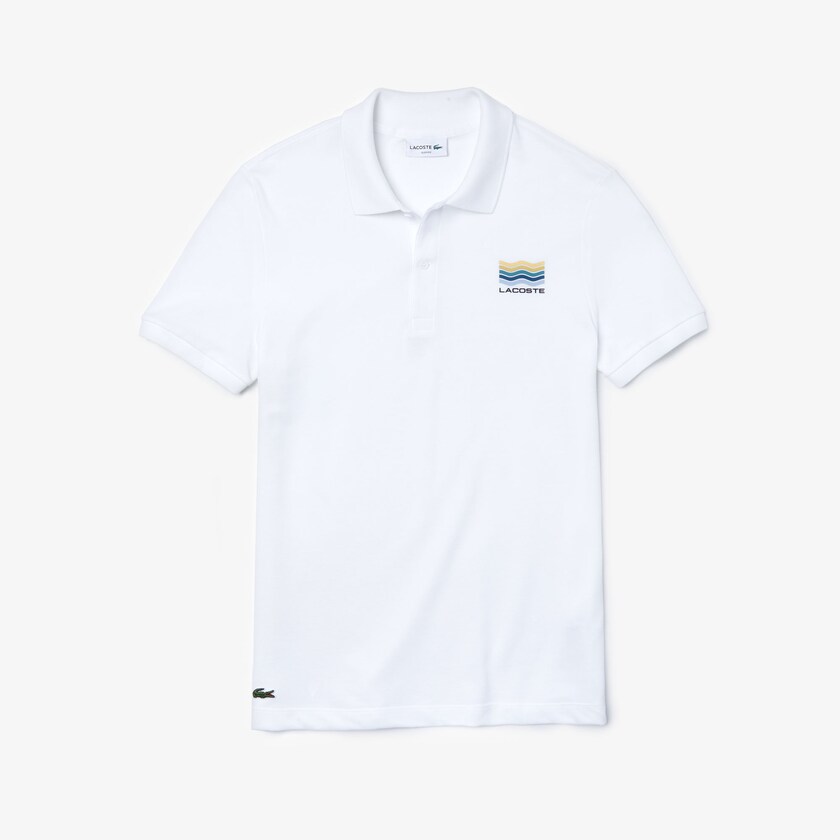 Men's Lacoste White Polo Shirts Slim Fit Cotton Petit Piqué CS8-51375H1
