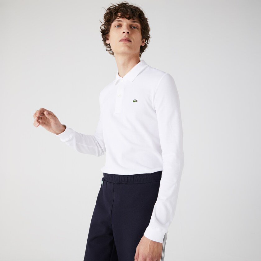 Men's Lacoste White Polo Shirts Slim Fit Petit Piqué LV0-40994H8