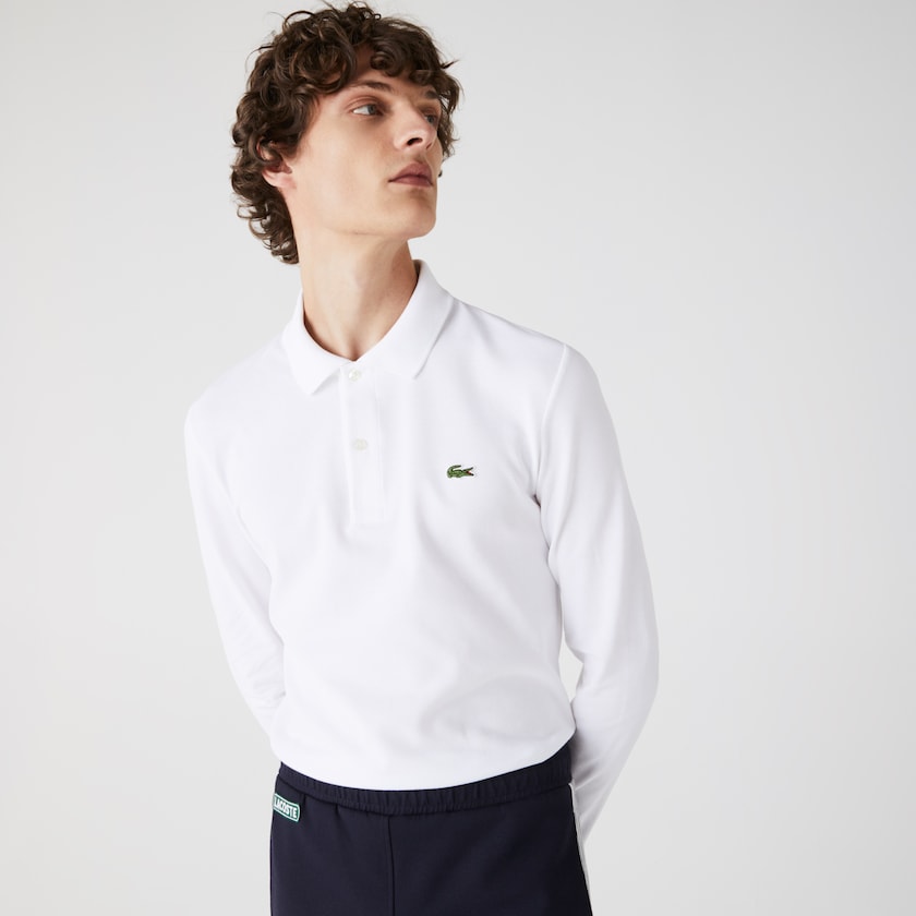 Men's Lacoste White Polo Shirts Slim Fit Petit Piqué LV0-40994H8