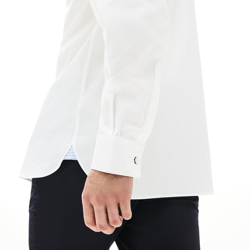 Men's Lacoste White Shirts Slim Fit Stretch Cotton QR9-33463K9