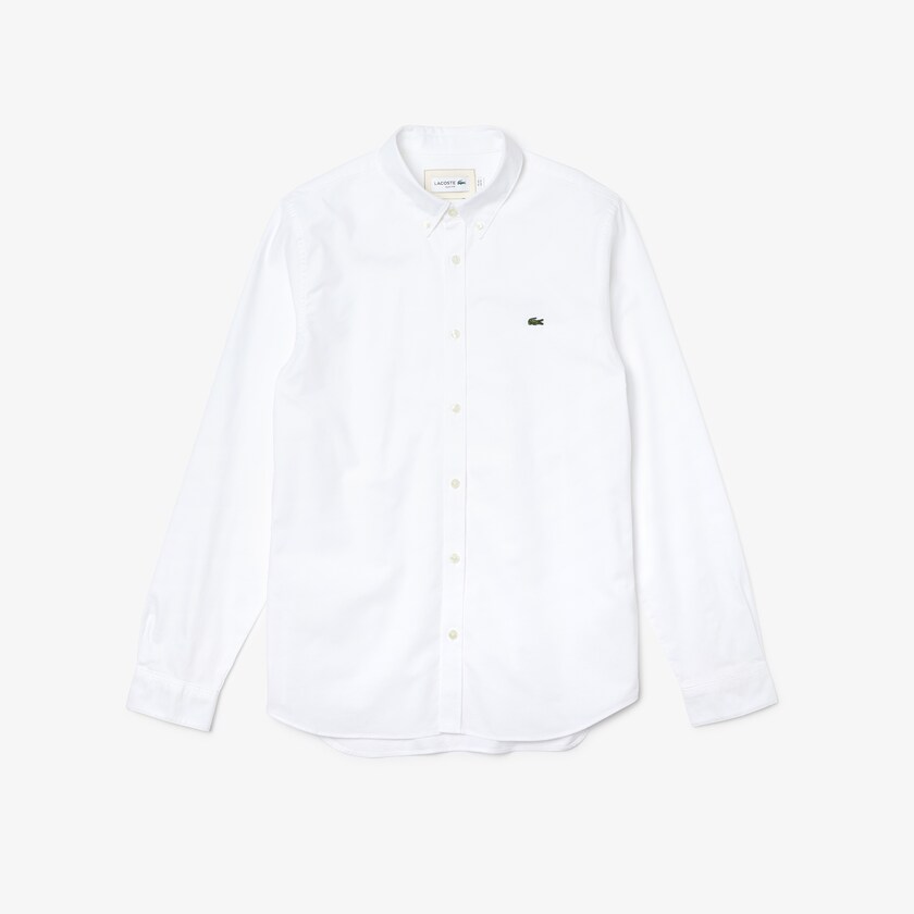Men's Lacoste White Shirts Slim Fit Stretch Oxford Cotton WY2-99499H5