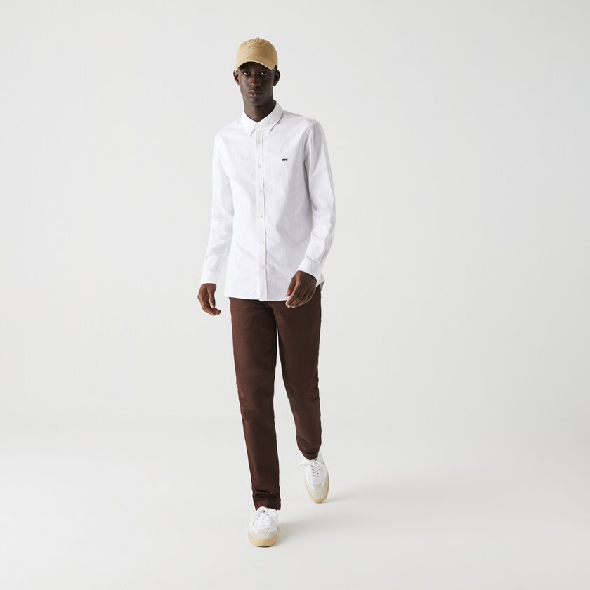 Men's Lacoste White Shirts Slim Fit Stretch Oxford Cotton WY2-99499H5