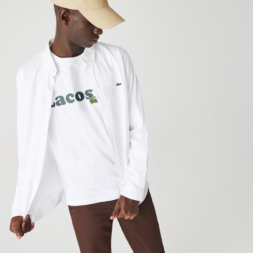 Men's Lacoste White Shirts Slim Fit Stretch Oxford Cotton WY2-99499H5