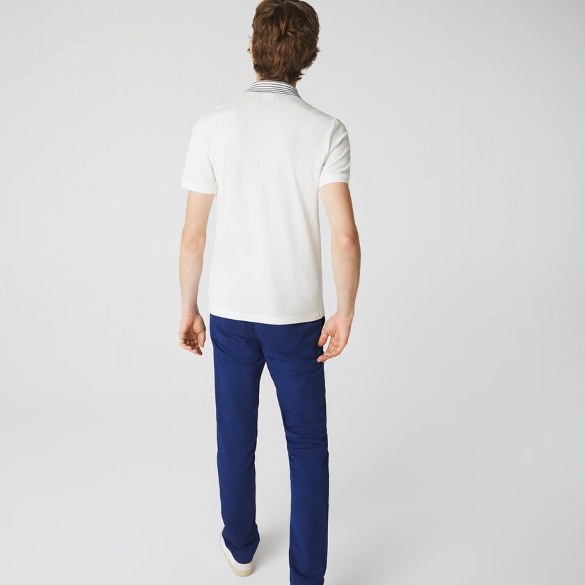 Men's Lacoste White Polo Shirts Slim Fit Stretch Piqué Heritage XZ1-60986J8