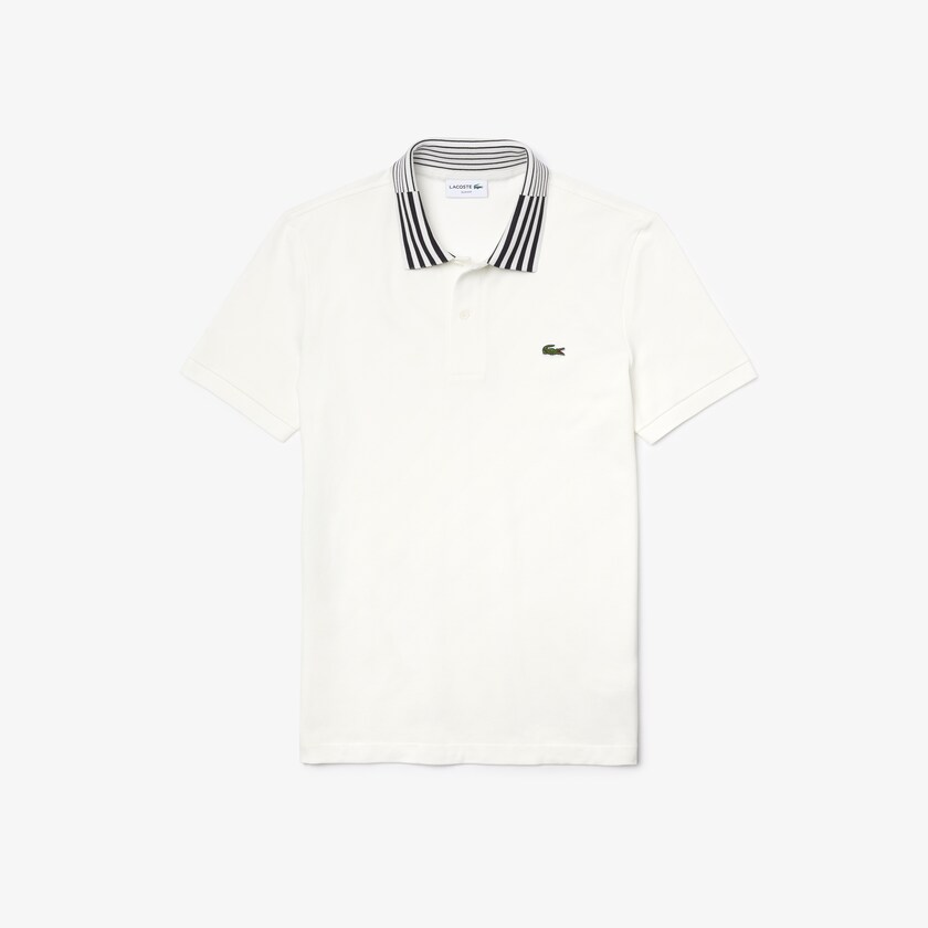 Men's Lacoste White Polo Shirts Slim Fit Stretch Piqué Heritage XZ1-60986J8