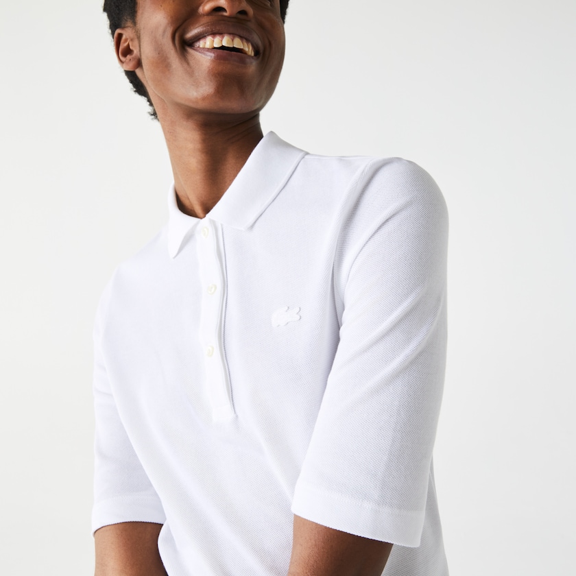 Women's Lacoste White Polo Shirts Slim Fit Supple Cotton OA8-30853O7