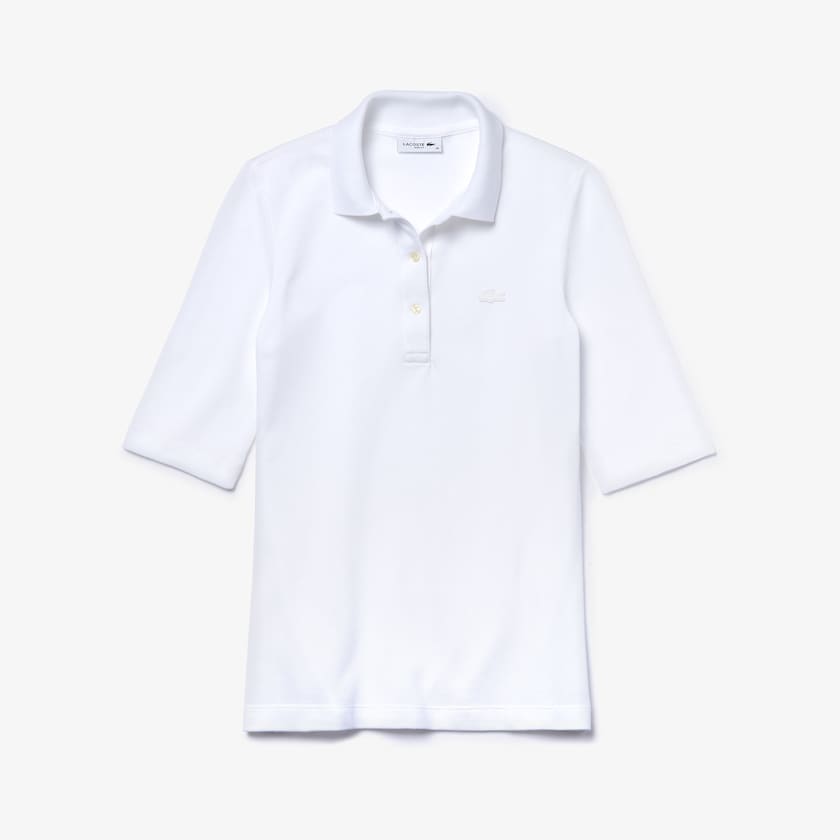Women's Lacoste White Polo Shirts Slim Fit Supple Cotton OA8-30853O7