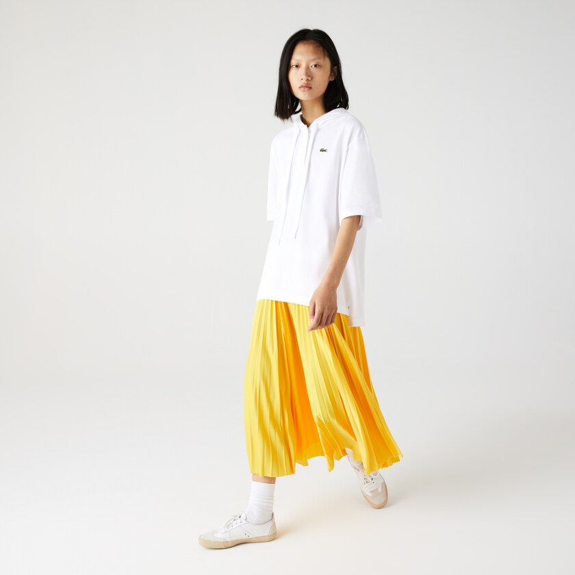 Women's Lacoste White Polo Shirts Solid Cotton Piqué Hooded XS6-29212C9