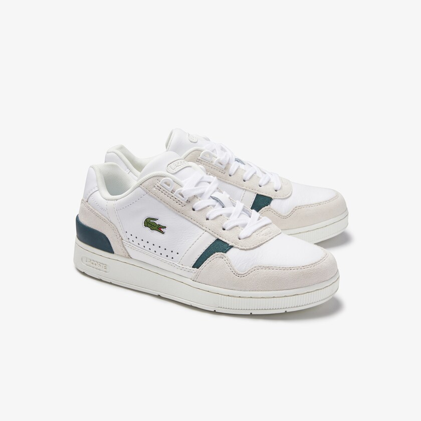 Women's Lacoste White Sneakers T-Clip Leather and Suede XM2-81348N3