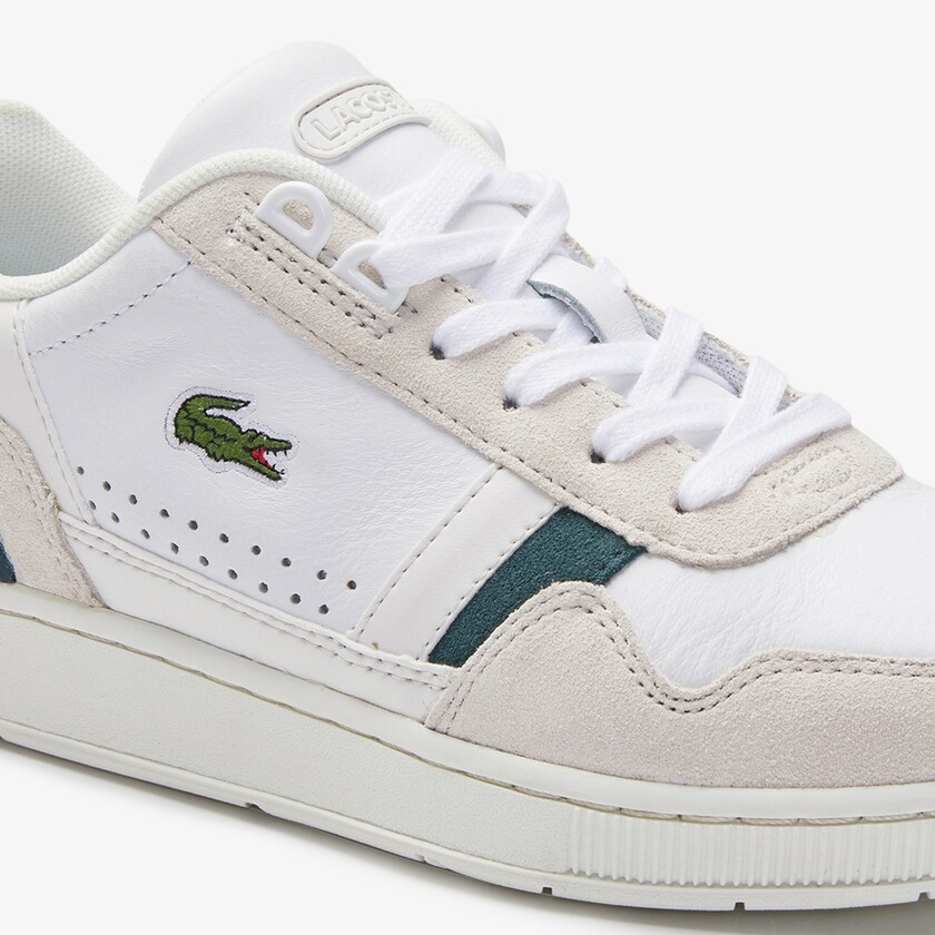 Women's Lacoste White Sneakers T-Clip Leather and Suede XM2-81348N3