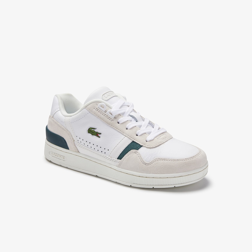 Women's Lacoste White Sneakers T-Clip Leather and Suede XM2-81348N3
