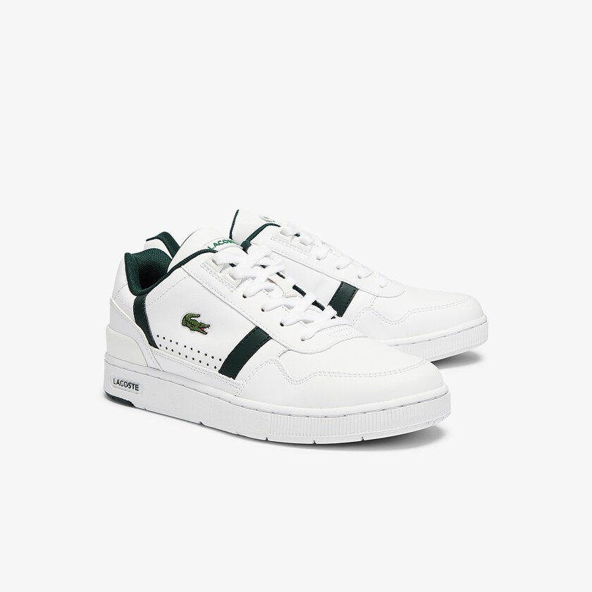 Women's Lacoste White Sneakers T-Clip Leather and Synthetic Perforated HS3-03170T1