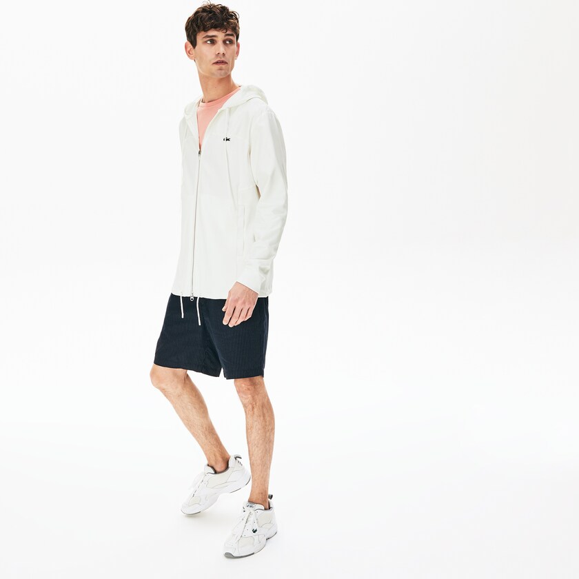 Men's Lacoste White Jackets Two-Tone Zip-Up JL5-54405N2