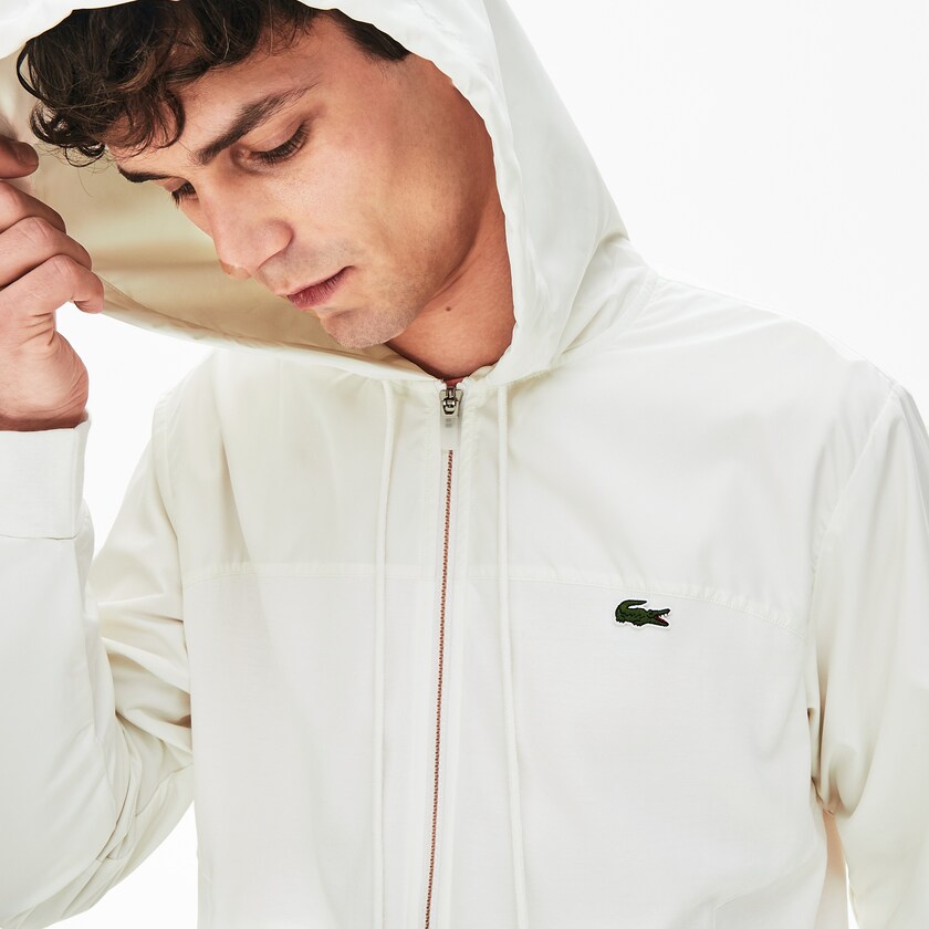 Men's Lacoste White Jackets Two-Tone Zip-Up JL5-54405N2