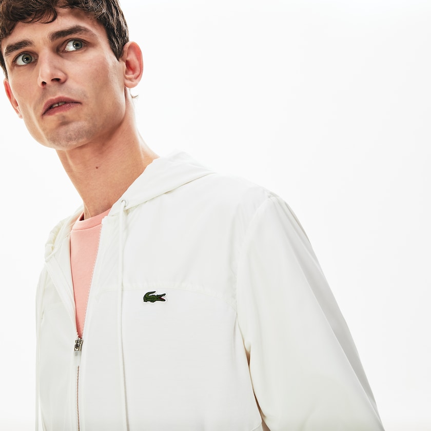 Men's Lacoste White Jackets Two-Tone Zip-Up JL5-54405N2