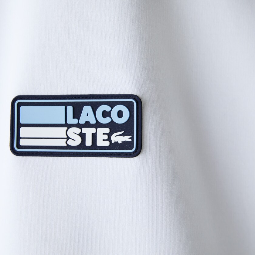 Men's Lacoste White Sweatshirts Zip Pocket Hooded With Badge IW3-55625M7