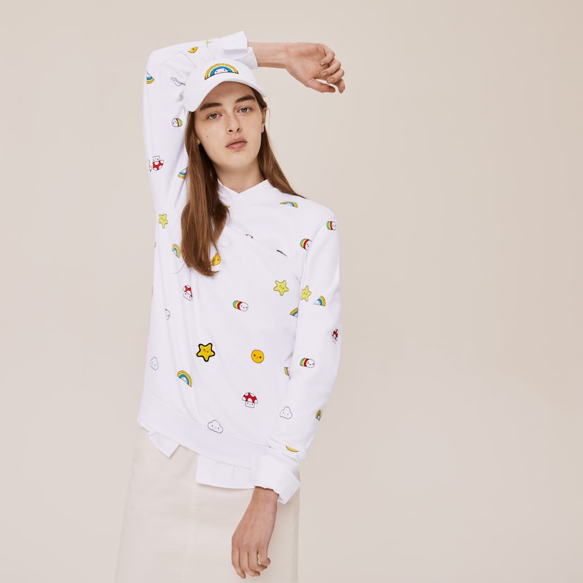 Women's Lacoste White Sweatshirts x FriendsWithYou Design QU2-21072U0