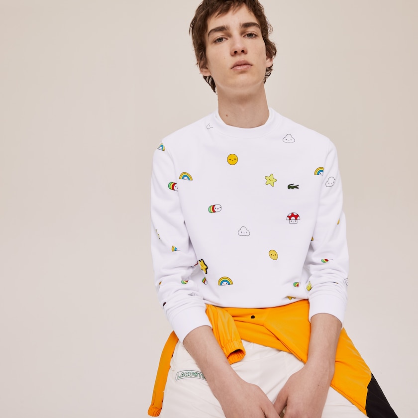 Women's Lacoste White Sweatshirts x FriendsWithYou Design QU2-21072U0