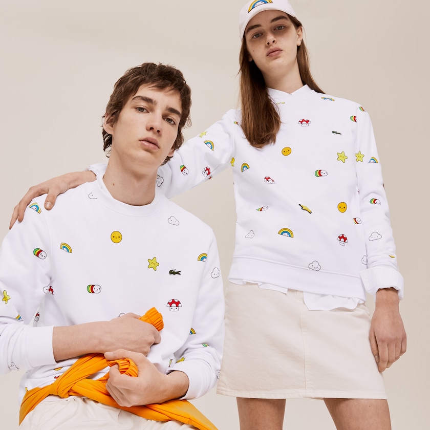 Women's Lacoste White Sweatshirts x FriendsWithYou Design QU2-21072U0