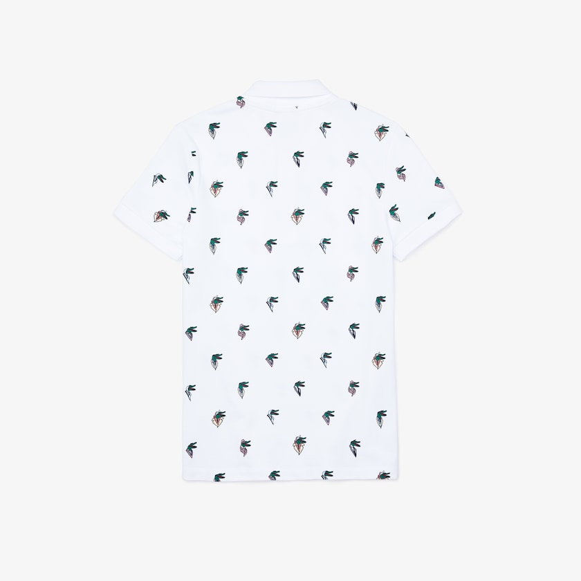Women's Lacoste White Polo Shirts x Jean-Michel Tixier Print Regular Fit TD7-57555Y1
