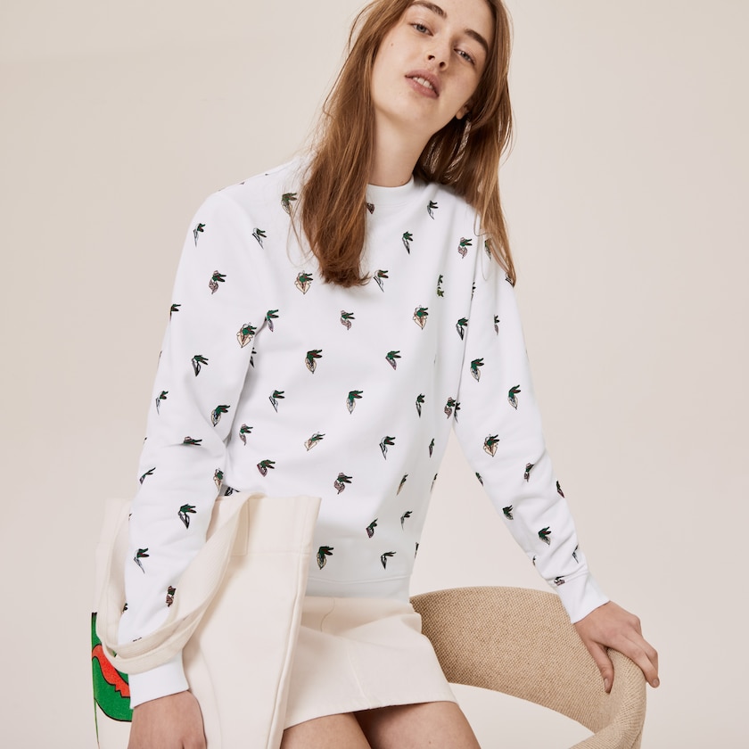 Women's Lacoste White Sweatshirts x Jean-Michel Tixier Print BY7-82668E9