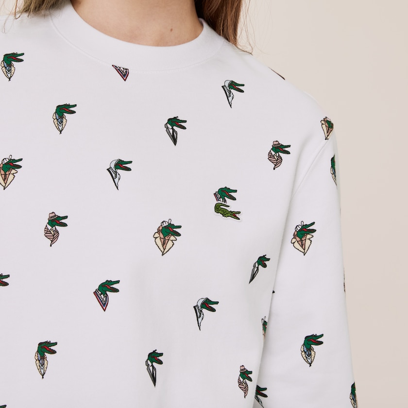Women's Lacoste White Sweatshirts x Jean-Michel Tixier Print BY7-82668E9