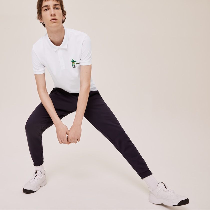 Women's Lacoste White Polo Shirts x Jeremyville Design Classic Fit YQ4-52515X4