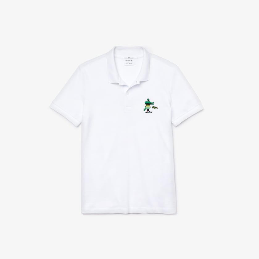 Women's Lacoste White Polo Shirts x Jeremyville Design Classic Fit YQ4-52515X4