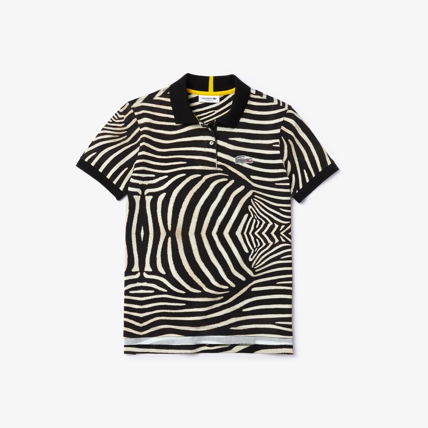 Women's Lacoste White Polo Shirts x National Geographic Animal Print Piqué NO5-62346W5