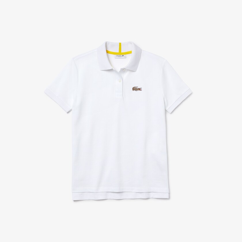 Women's Lacoste White Polo Shirts x National Geographic Cotton Piqué SU7-13831N8