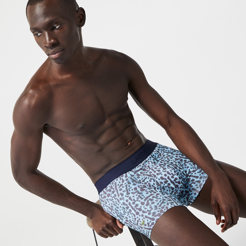 Men's Lacoste White Shorts x National Geographic Polyester Trunk QI1-01180M3