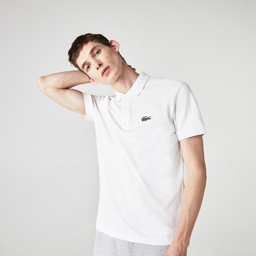 Men's Lacoste White Shirts x National Geographic Regular Fit Organic Cotton Polo YY9-63856J5