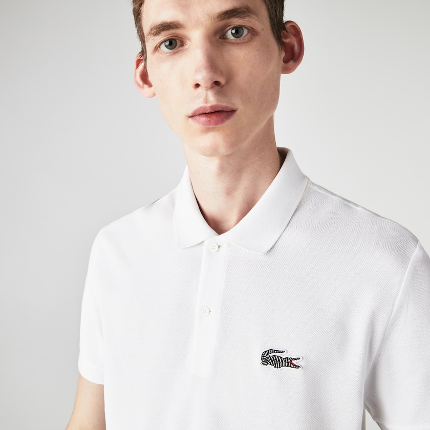 Men's Lacoste White Shirts x National Geographic Regular Fit Organic Cotton Polo YY9-63856J5