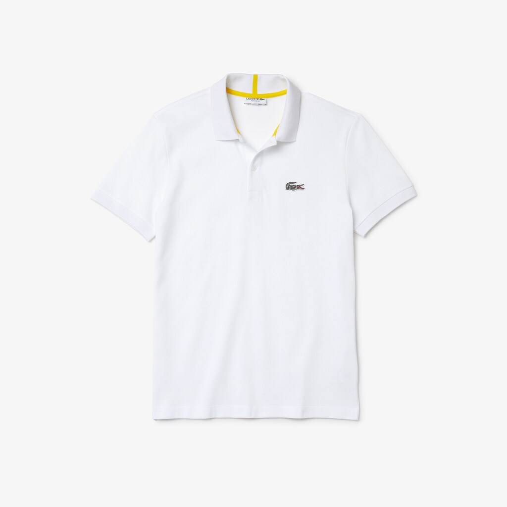 Men's Lacoste White Polo Shirts x National Geographic Regular Fit Organic Cotton ZX8-64046O7
