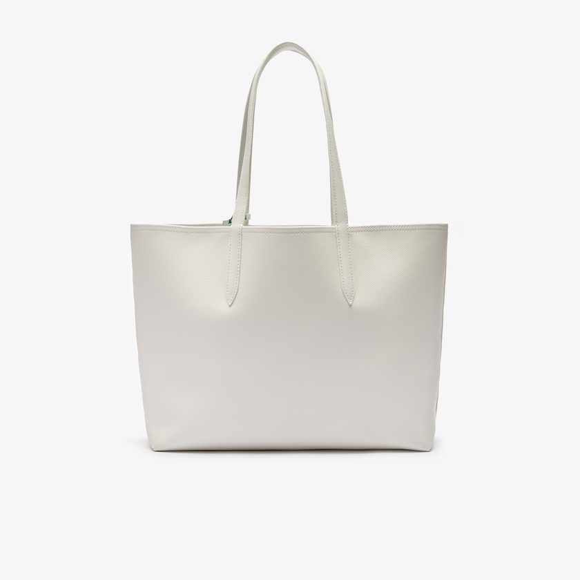 Women's Lacoste White Stripes Tote Bags Anna Reversible Solid Or Striped Colorblock GY7-69396O5