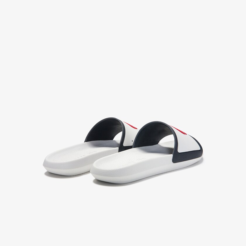 Men's Lacoste White / Beige Slides Croco Rubber Strap Synthetic VZ2-65686M0