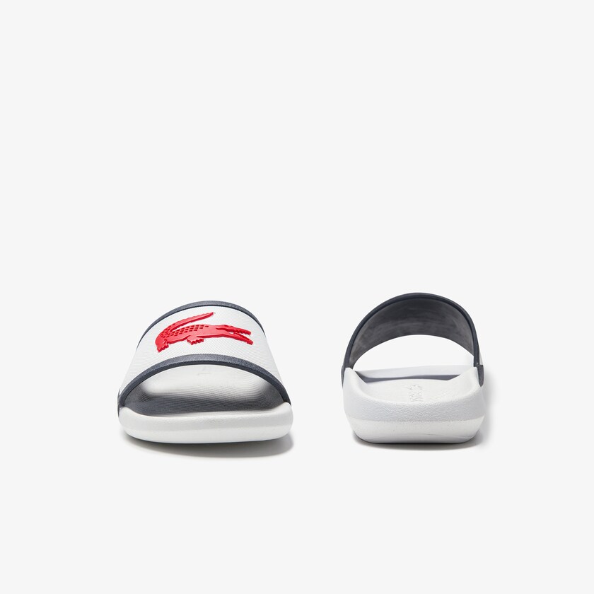 Men's Lacoste White / Beige Slides Croco Rubber Strap Synthetic VZ2-65686M0