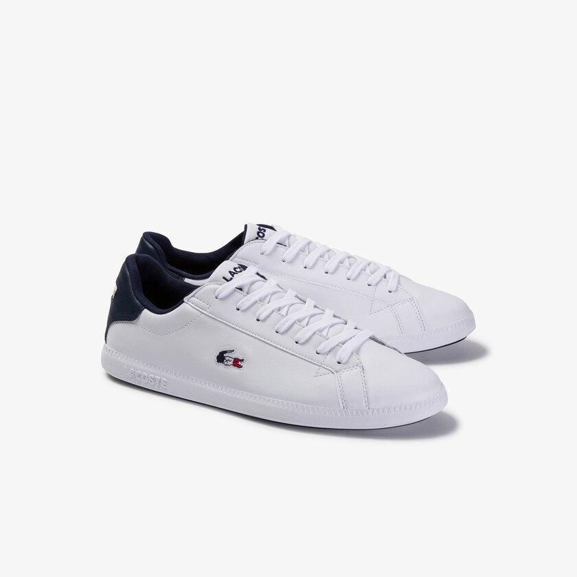 Men's Lacoste White / Beige Sneakers Graduate Tricolore Leather and Synthetic NU6-05400G2