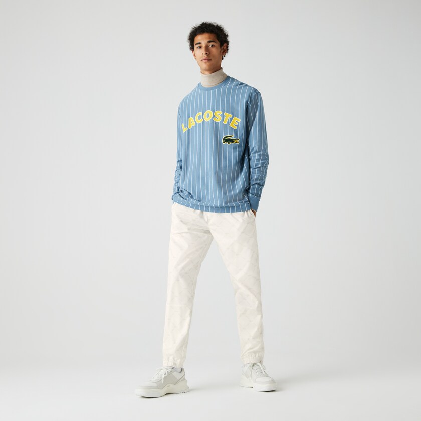 Men's Lacoste White / Beige Pants LIVE Print Tracksuit ZP9-79627J8