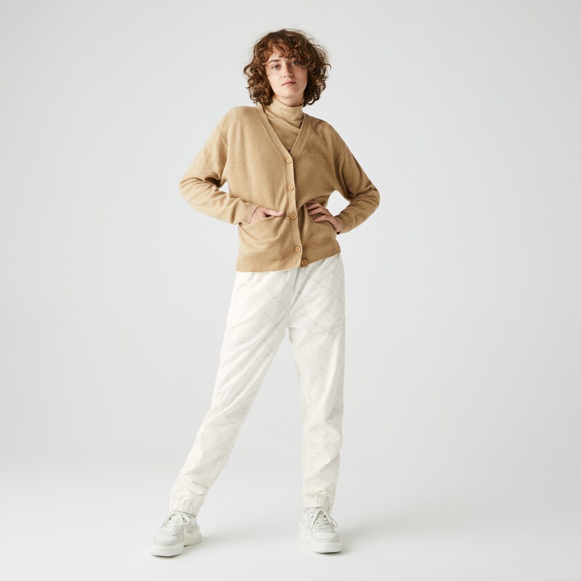 Men's Lacoste White / Beige Pants LIVE Print Tracksuit ZP9-79627J8