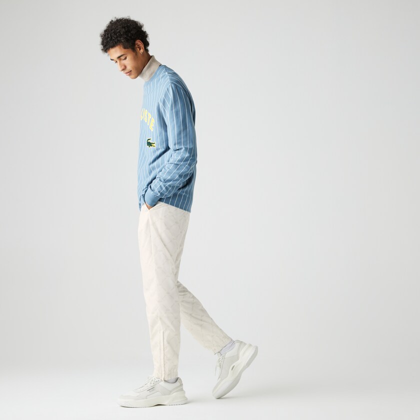 Men's Lacoste White / Beige Pants LIVE Print Tracksuit ZP9-79627J8