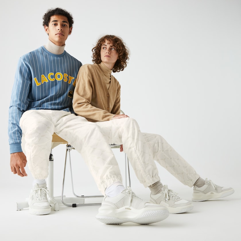 Men's Lacoste White / Beige Pants LIVE Print Tracksuit ZP9-79627J8