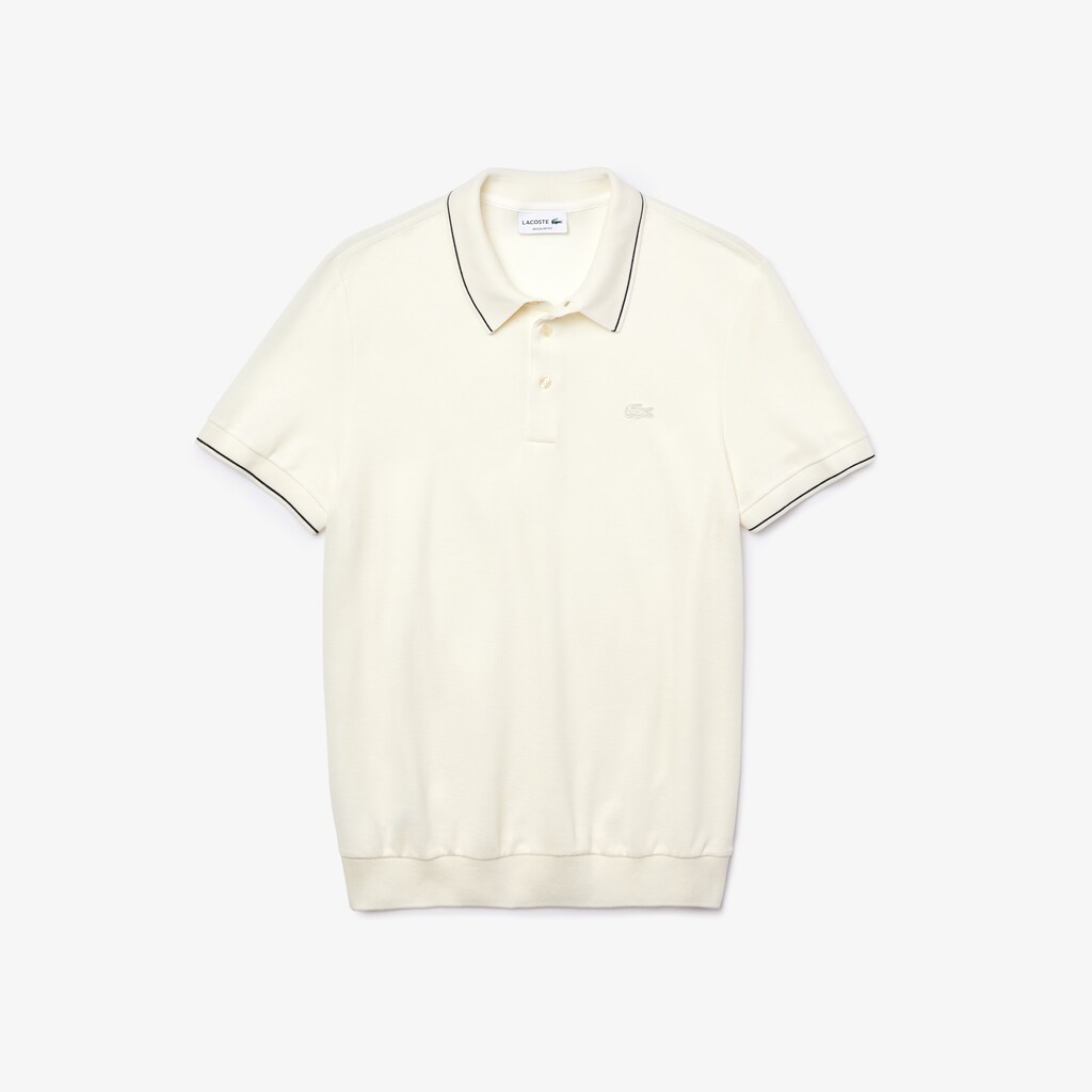 Men's Lacoste White / Black Polo Shirts Cotton-Silk Piqué ZG7-58835V1