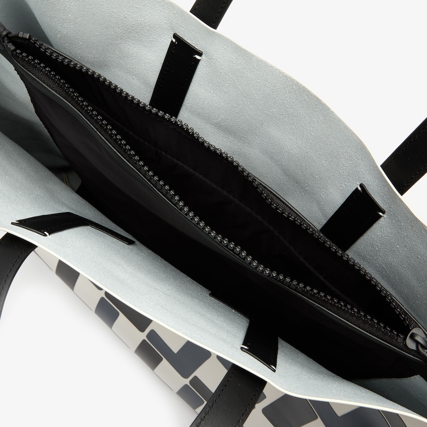 Women's Lacoste White / Black Tote Bags Fashion Show Monogram Leather Double CW5-65256H5