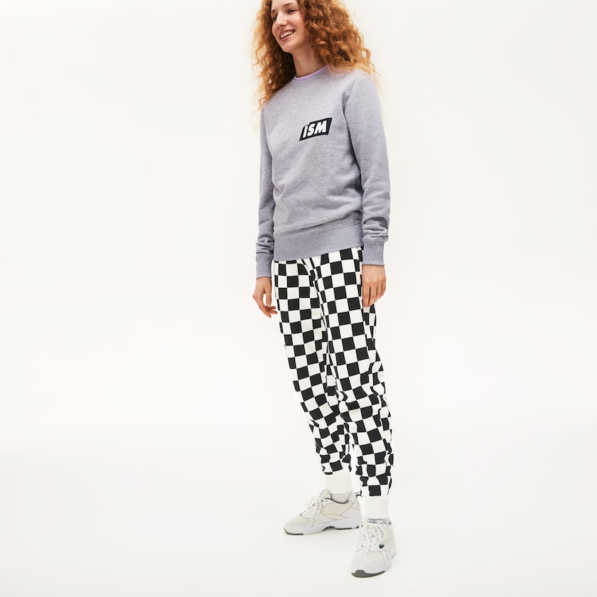 Men's Lacoste White / Black Pants LIVE Check Fleece Tracksuit DI8-45804I2