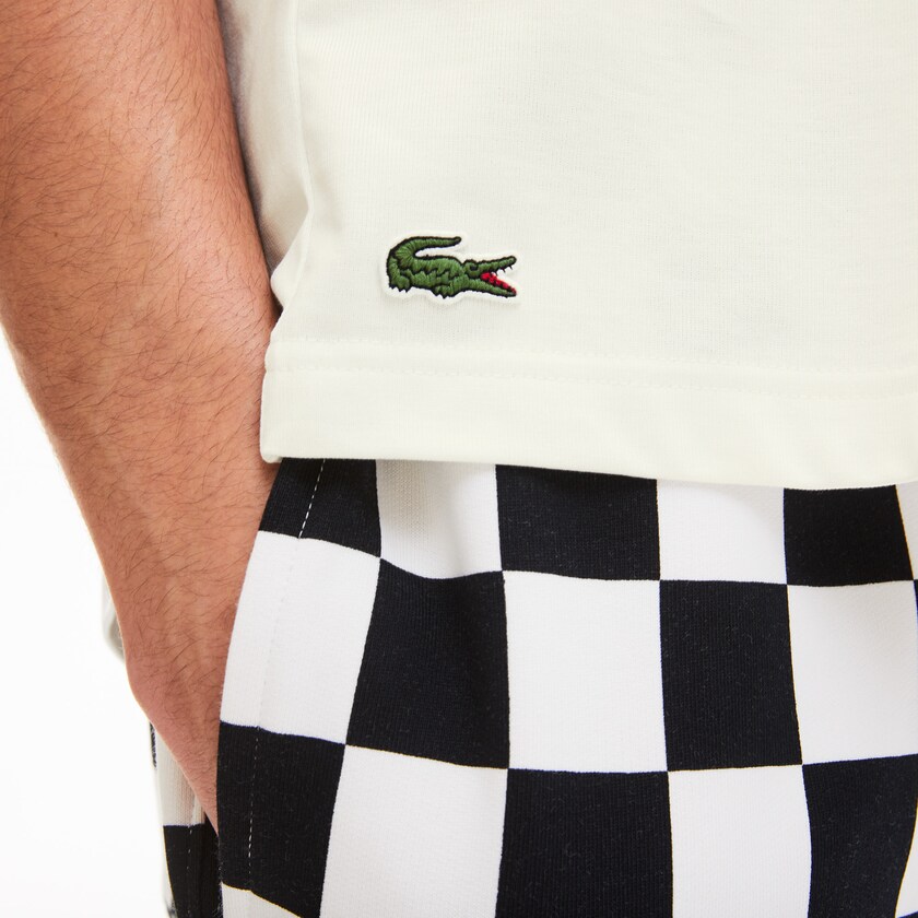 Women's Lacoste White / Black T Shirts LIVE Graphic Print Cotton WY5-96409N8