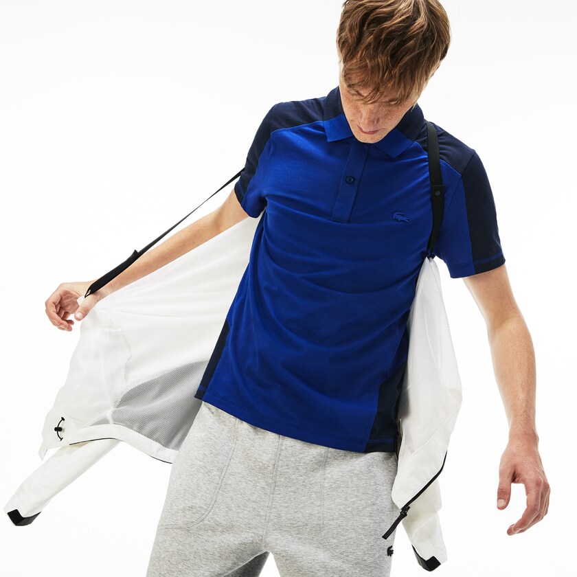 Men's Lacoste White / Black Windbreaker Motion Collapsible Colorblock LL7-74127J5