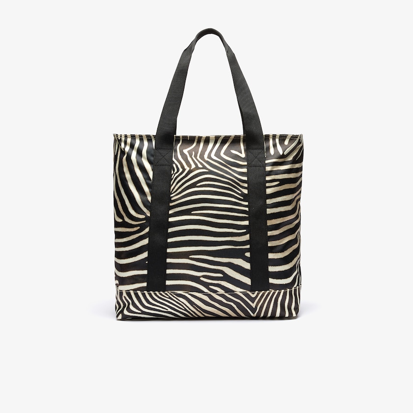 Women's Lacoste White / Black Bags x National Geographic Animal Print Shopper AM6-31523Z8