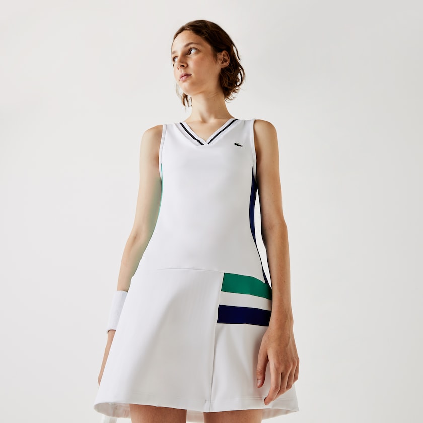 Women's Lacoste White / Black / Green / Blue / Black Dress SPORT Breathable Stretch Tennis XU6-17011F8