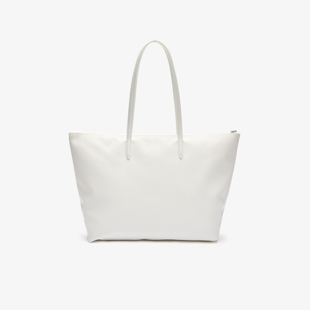 Women's Lacoste White / Blue Tote Bags L.12.12 Nautical Stripes Large Coated Canvas ST5-48544N2